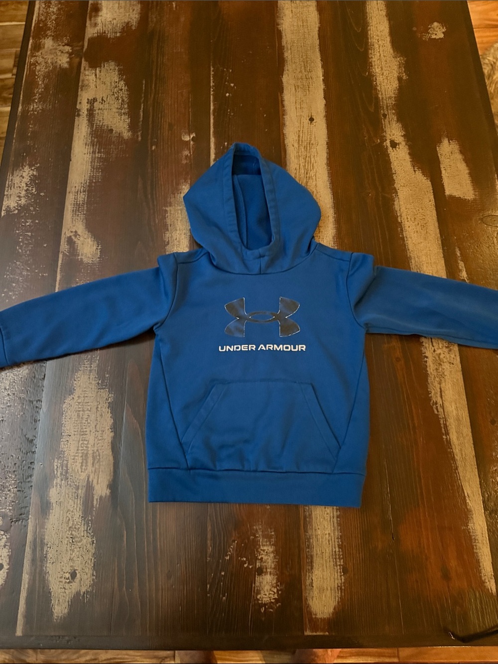 Under Armour Boys Navy Blue Pullover Hoodie with Logo